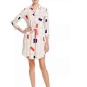 Tory Burch sz Lg cotton knit printed shirt dress